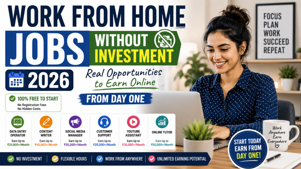 Work From Home Jobs Without Investment in 2026: Real Opportunities to Earn Online From Day One