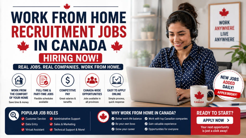 Work From Home Recruitment Jobs in Canada Hiring Now