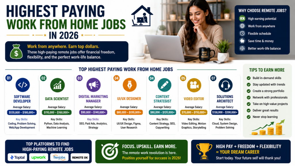 Highest Paying Work From Home Jobs in 2026: 25 High-Income Remote Careers That Offer Excellent Salary and Long-Term Growth